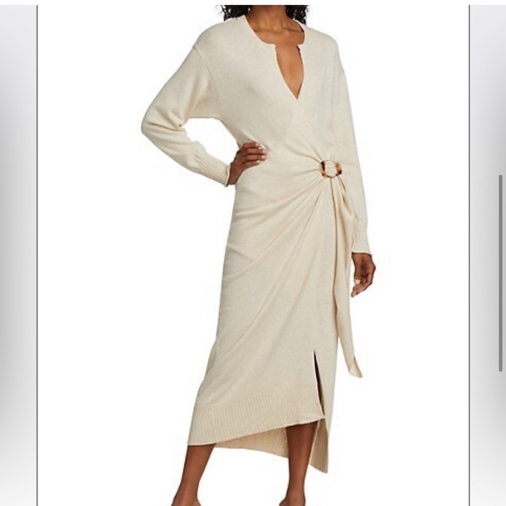 Jonathan Simkhai Evalynn wrap dress size small wool cashmere blend - Picture 13 of 13